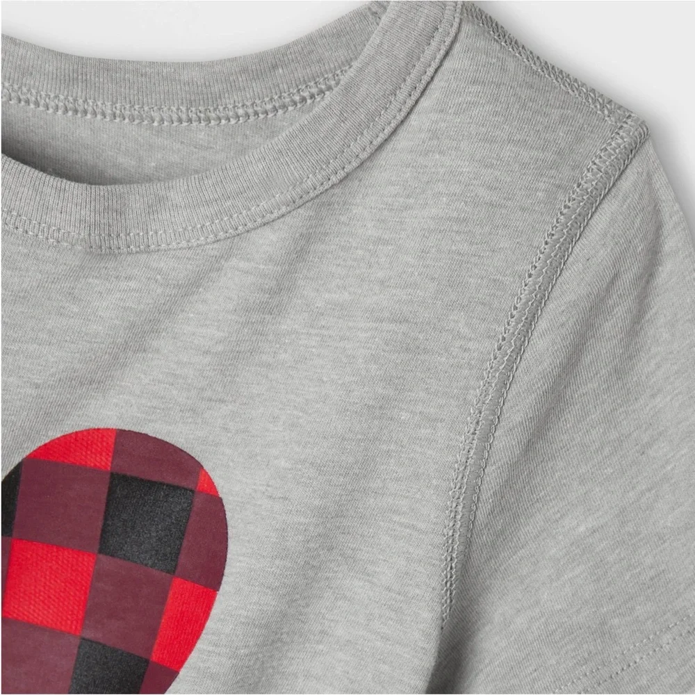Toddler Adaptive 'Buffalo Check Heart' Short Sleeve Graphic T-Shirt